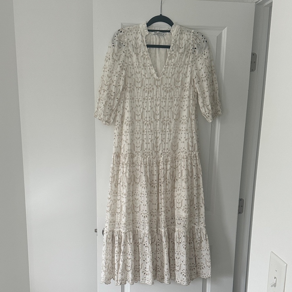 Zara Ivory Lace Maxi Dress